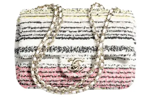 CHANEL Metal Flap Bag, Crossbody Bag, Shoulder Bag Women's White & Black & Pink & Yellow