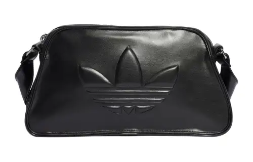 Adidas Originals Polyurethane Embossed Trefoil Shoulder Bags Black