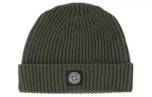STONE ISLAND Virgin Wool Beanies Kids' Green