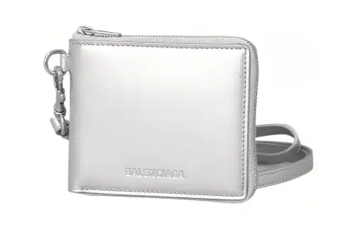 Balenciaga Cow Leather Wallet Regular Women's Silver