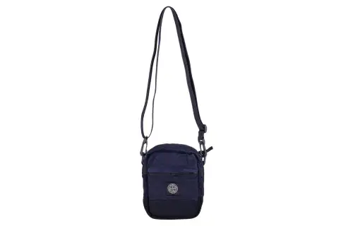 STONE ISLAND Top Zip Closure Flax With Polyamide Shoulder Bag Men's Marine Blue