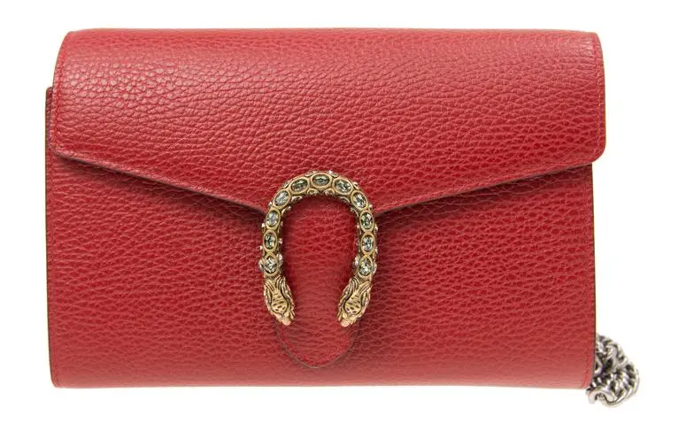 GUCCI Dionysus Mini Leather Wallet Shoulder Bags Women's Red