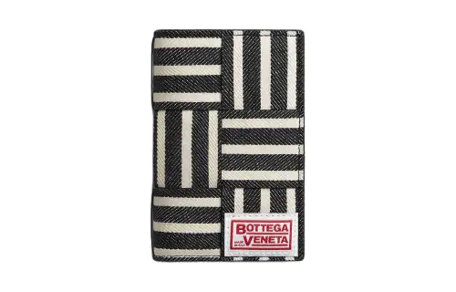Bottega Veneta Cotton Card Holder Men's Marine Blue & White