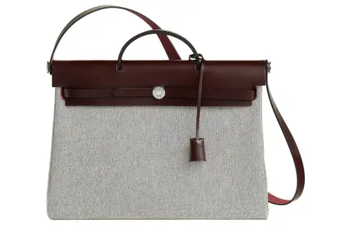 HERMES Herbag Zip H Viking Canvas With Hunter Cow Leather Shoulder Bag, Crossbody Bag, Handbag 39 Women's