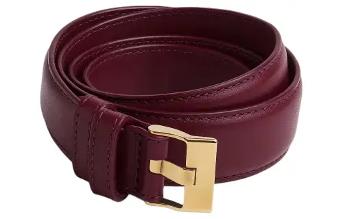 Bottega Veneta Gold Pin Buckle Design Leather Belts Women's Red Width 2.5CM