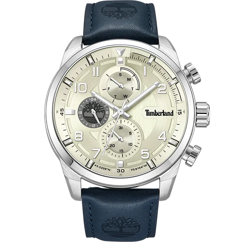Timberland Henniker II Wrist Watches Quartz Movement Leather Strap Beige Watch Dial Men's Watches