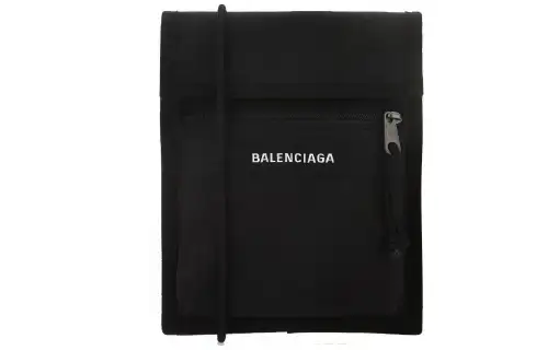 Balenciaga Explorer Nylon Fabric Portable Crossbody Bag, Shoulder Bag Men's Black