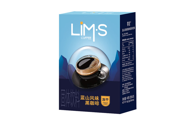 LIM'S Blue Mountain flavor American pure black coffee powder 2g*20 pieces, zero astringency, American freeze-dried, low calorie, 0 fat, improve metabolism, imported from Malaysia, single box of high-quality instant