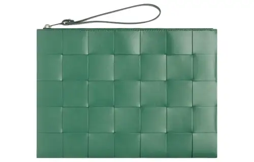 Bottega Veneta Cow Leather Clutch Large Men's Peacock Green
