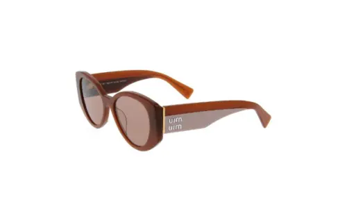 MIU MIU Acetate Irregular Shape Sunglasses Unisex Brown