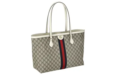 GUCCI Ophidia Canvas With Leather Handbag, Shoulder Bag Women's