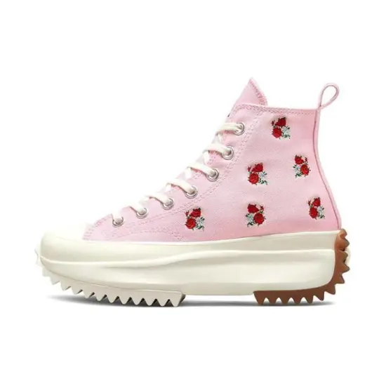 Converse Run Star Hike Platform Hi Embroidered Floral Sunrise Pink