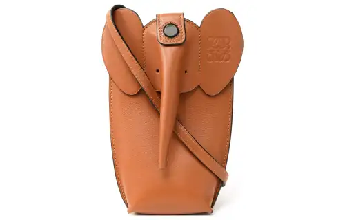LOEWE Cow Leather Elephant Pocket Small Elephant Bag, Handheld Shoulder Bag, Crossbody Bag Regular Women's Brown