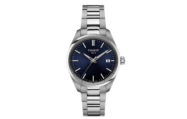 TISSOT PR100 Collection Quartz Movement Women's Watch 34mm Blue Dial Stainless Steel Case