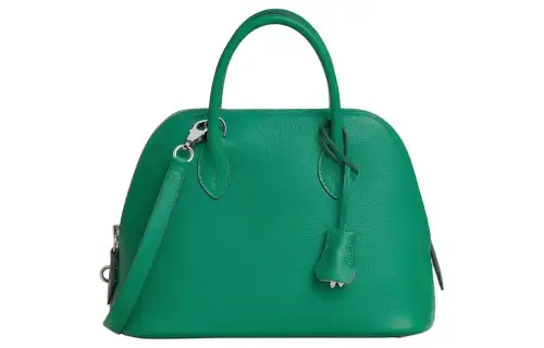 HERMES Bolide Evercolor Calfskin Bowling Bag, Shoulder Bag, Crossbody Bag, Handbag Women's Green & Light Blue