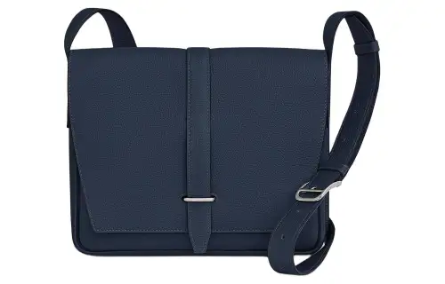 HERMES Steve Light Junior Silver Tone Buckle Togo Calfskin Messenger Bag, Shoulder Bag, Crossbody Bag Men's 7U Navy