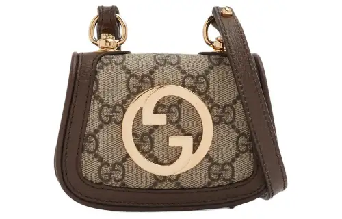 GUCCI Blondie Canvas Saddle Bag Wallet, Shoulder Bag, Crossbody Bag Extra Mini Women's Ebony