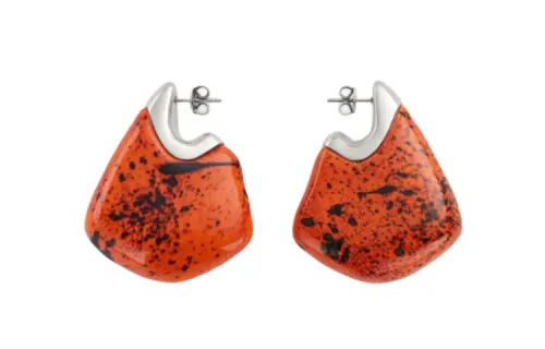 Bottega Veneta Ceramic, Sterling Silver Earrings Women's Red