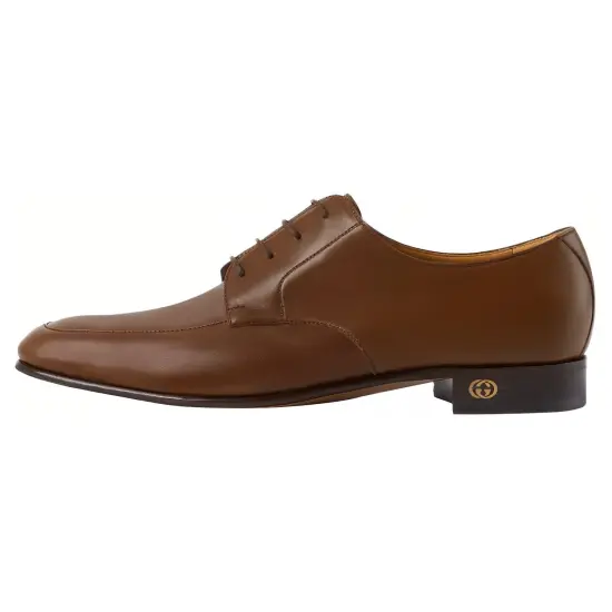 GUCCI Leather Lace-up Shoes Brown