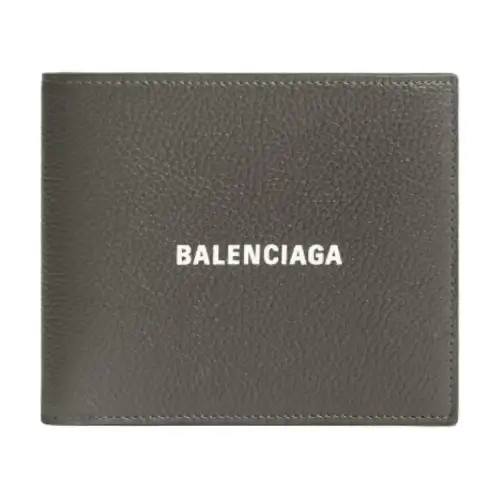 Balenciaga Cow Leather Wallet Men's Dark Green/White
