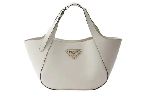 PRADA Leather Tote Bag, Shopping Bag, Handbag Medium Women's White