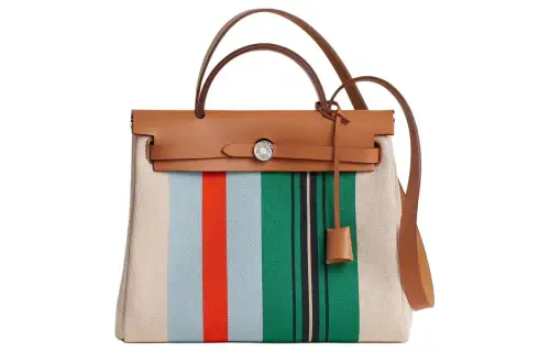 HERMES Herbag Zip H Plume Canvas And Hunter Leather Finish Shoulder Bag, Crossbody Bag, Handbag Women's