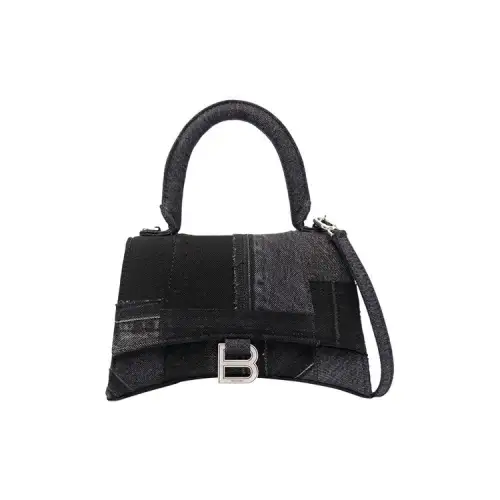 Balenciaga Hourglass Denim Hourglass Bag, Handbag, Shoulder Bag, Crossbody Bag Small Women's Black