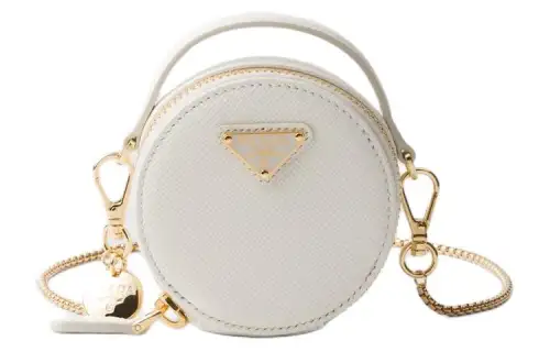 PRADA Saffiano Leather Portable Crossbody Bag, Shoulder Bag Mini Women's White