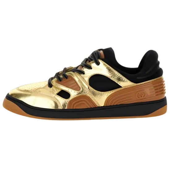 GUCCI Skateboard Shoes Men Low-Top Gold