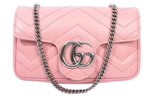 GUCCI GG Marmont Quilted Leather Crossbody Bag, Shoulder Bag Extra Mini Women's Pink Multicolor Candy