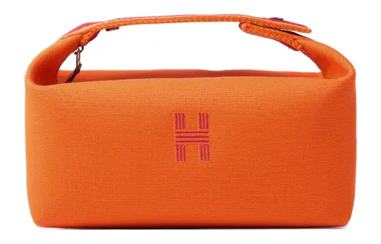 HERMES Bride a Brac Cotton Travel Bag, Storage Bag, Handbag, Toiletry Bag Small Women's Flame Orange