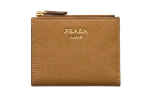 PRADA Leather Wallet Women's Camel