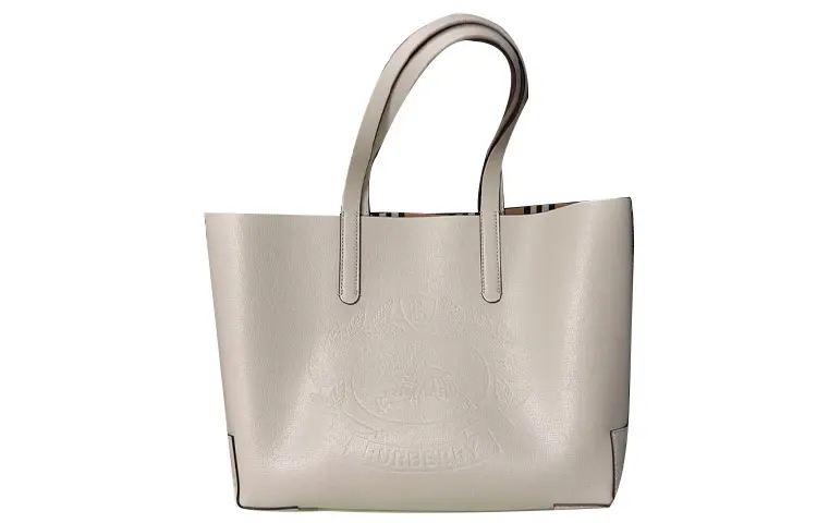 Burberry Cow Leather Tote Bag, Shopping Bag, Shoulder Bag, Handbag Large Women's Khaki