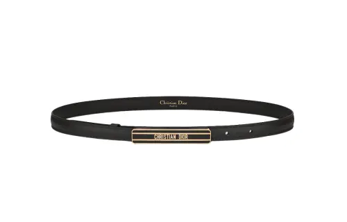 DIOR Calfskin Leather Belts Women's Black Width 1.5cm