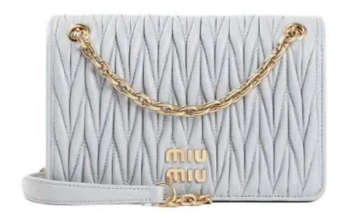 MIU MIU Matelassé Leather Portable Crossbody Bag, Shoulder Bag Women's Cornflower Blue