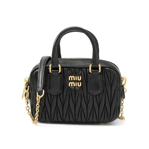 MIU MIU Arcadie Collection Matelassé Sheepskin Handbag Mini Women's Black