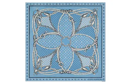 LOUIS VUITTON Patterned Print Square Scarves Women's Blue