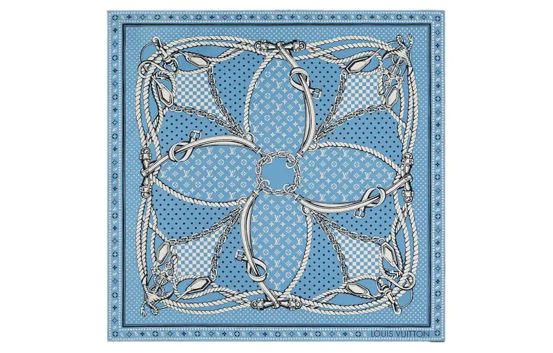 LOUIS VUITTON Patterned Print Square Scarves Women's Blue