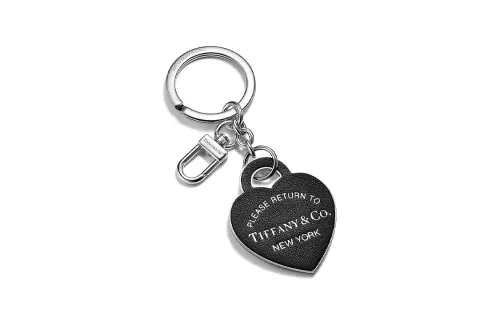 TIFFANY & CO. Leather Keychains Unisex Black