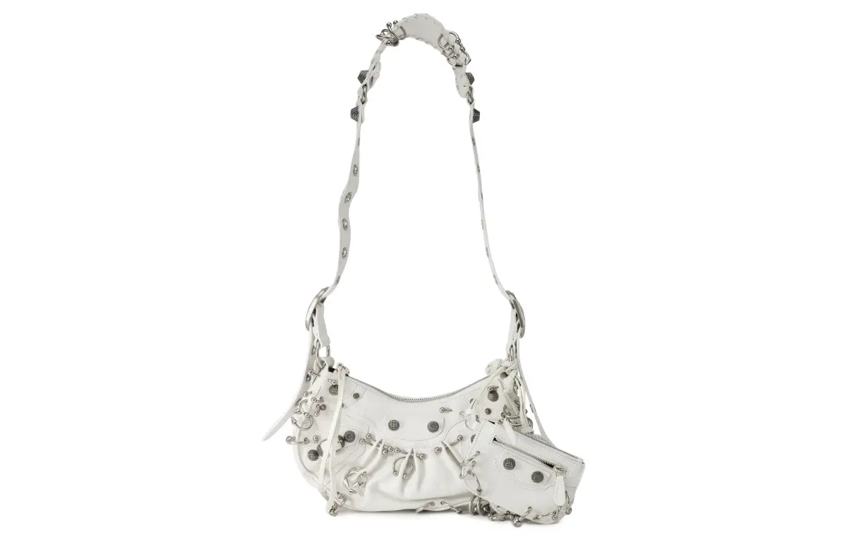 Balenciaga Le Cagole Xs Shoulder Bag With Piercing White Arena