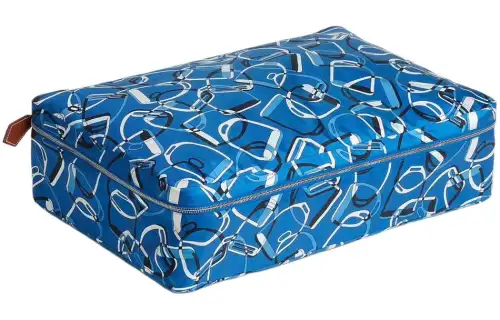 HERMES Travelsilk Silk Travel Storage Bag Medium Size Women's 71 Bleu France French Blue