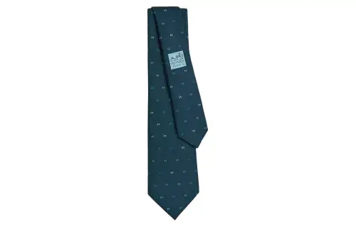HERMES Mulberry Silk Ties Men's Marine Blue