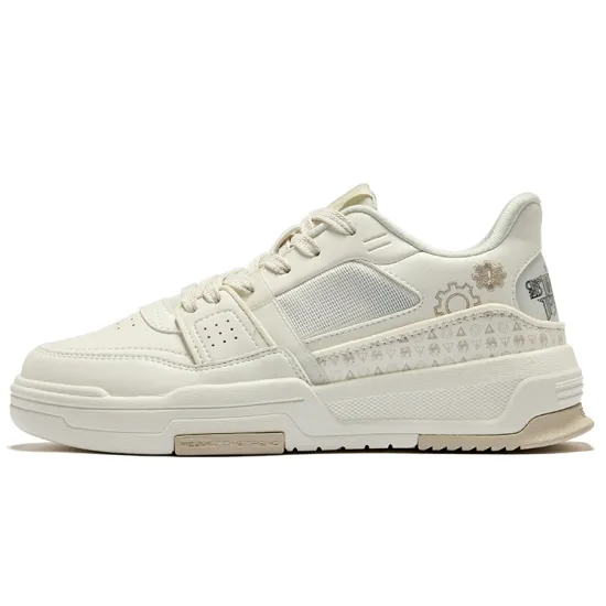 Erke Skateboard Shoes Women's Low-Top Microcrystal White