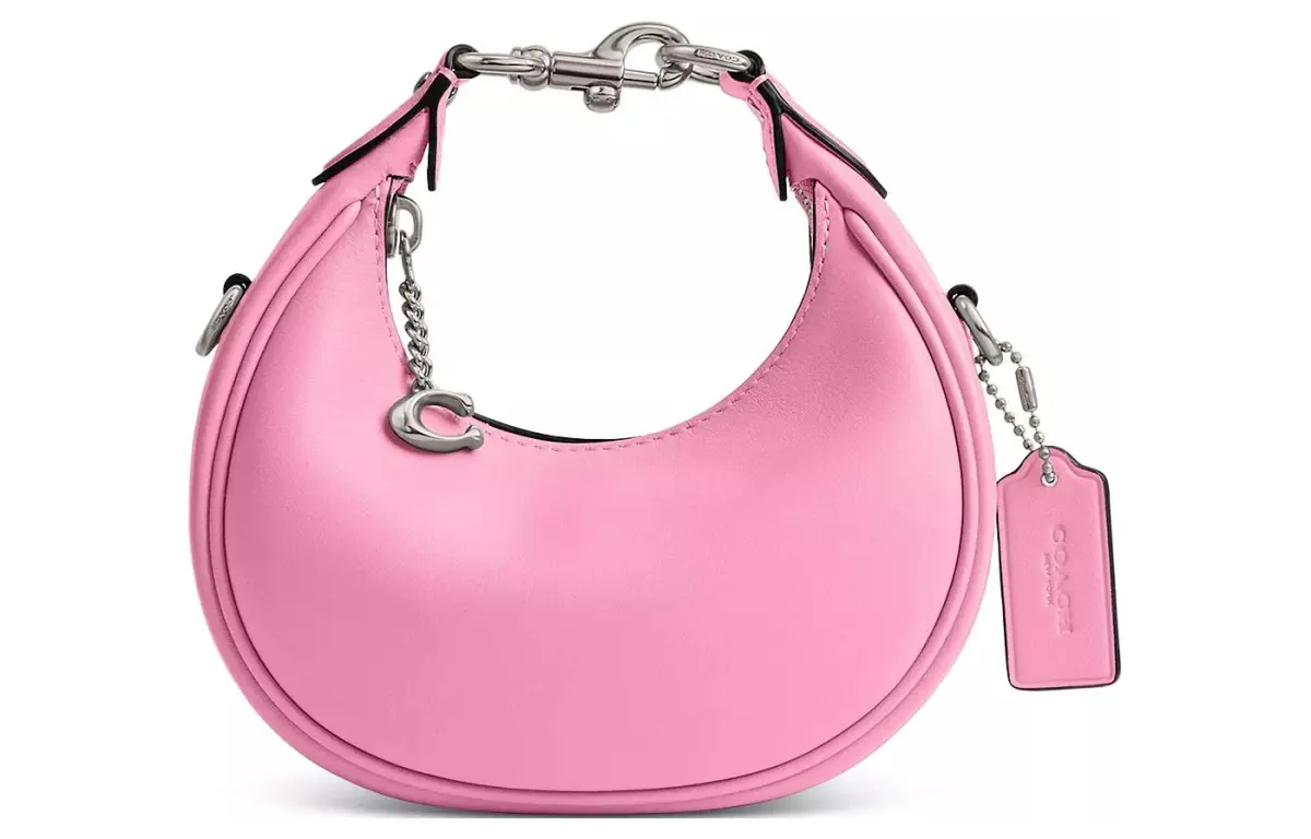 COACH JONIE Leather Crescent Bag, Shoulder Bag, Crossbody Bag, Handbag Mini Women's Vibrant Pink