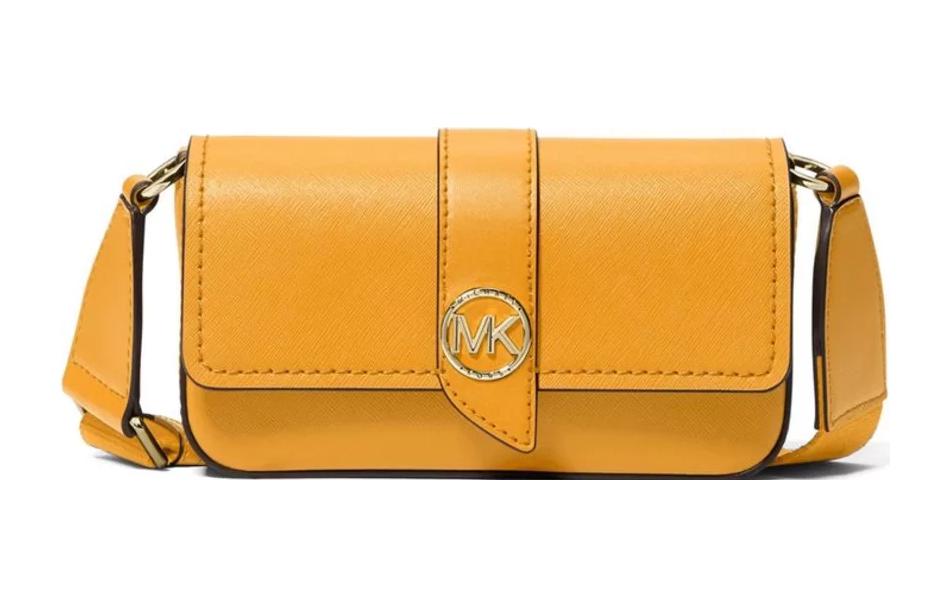 MICHAEL KORS Saffiano Leather Baguette Bag, Shoulder Bag, Crossbody Bag Mini Women's Saffron