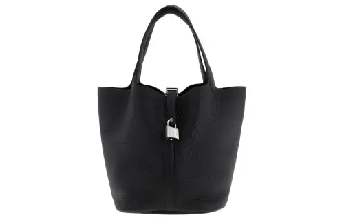 HERMES Picotin Lock Clemence Bullock Leather Basket Bag, Bucket Bag, Handbag 22 Women's 3Y Caban Dark Blue