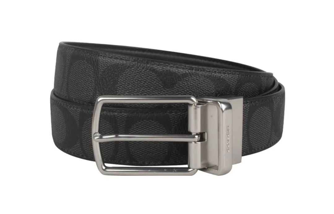 COACH Cow Leather Belts Men's Black Width 2.8cm