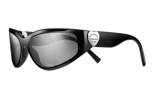 TIFFANY & CO. Acetate Irregular Shape Sunglasses Women's Black