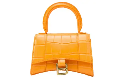 Balenciaga Women's Mini Hourglass Leather Shoulder Bag Orange