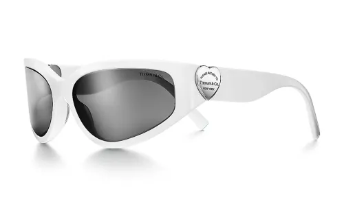 TIFFANY & CO. Acetate Cat Eye Sunglasses Women's White